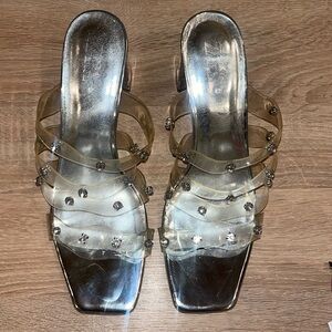 Zara clear diamond studded sandal heels